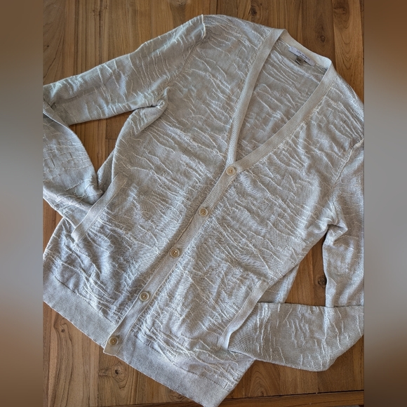 John Varvatos Cashmere Silk Long Sleeve V Neck Lightweight Textured Cardigan M - Picture 4 of 12